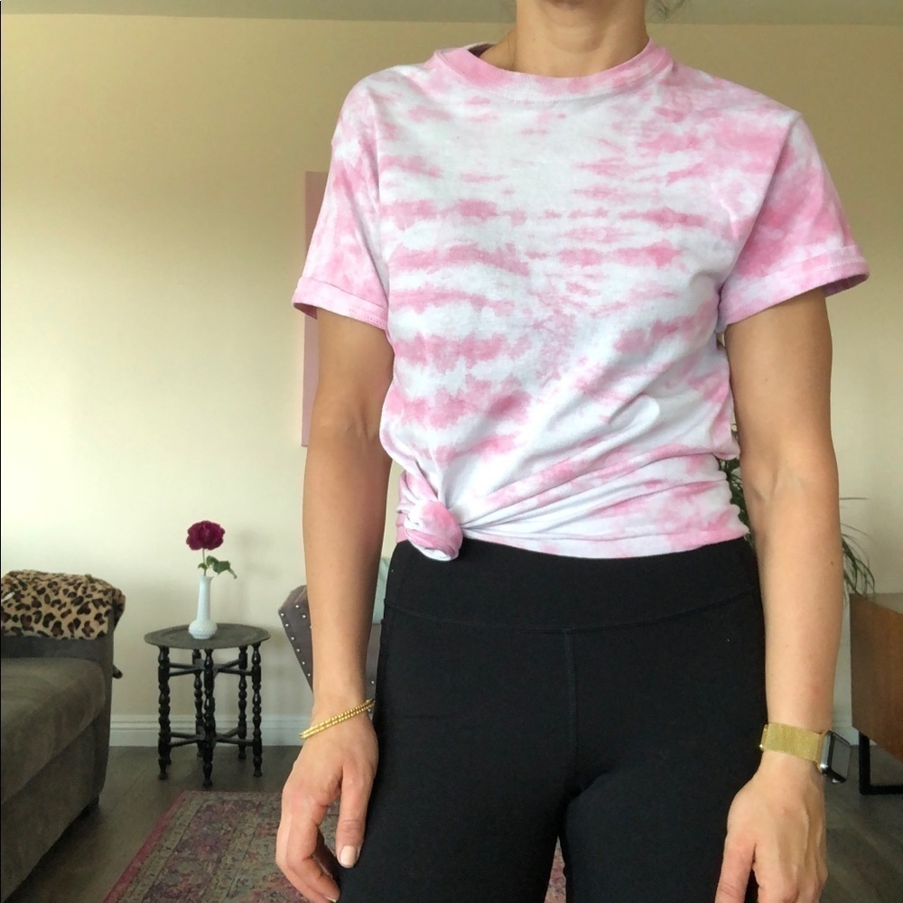Handmade Custom Tie Dye Tee Pink Small